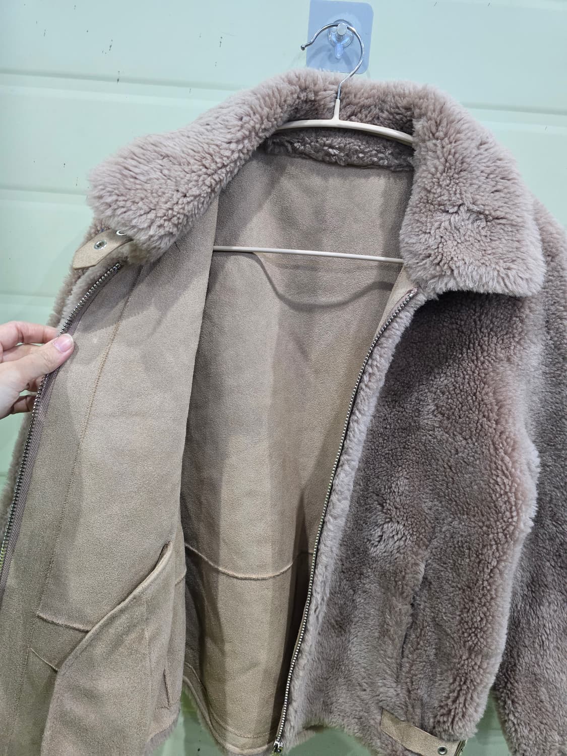 양모 100 숏 자켓 브라운 퍼 자켓 상품이미지5