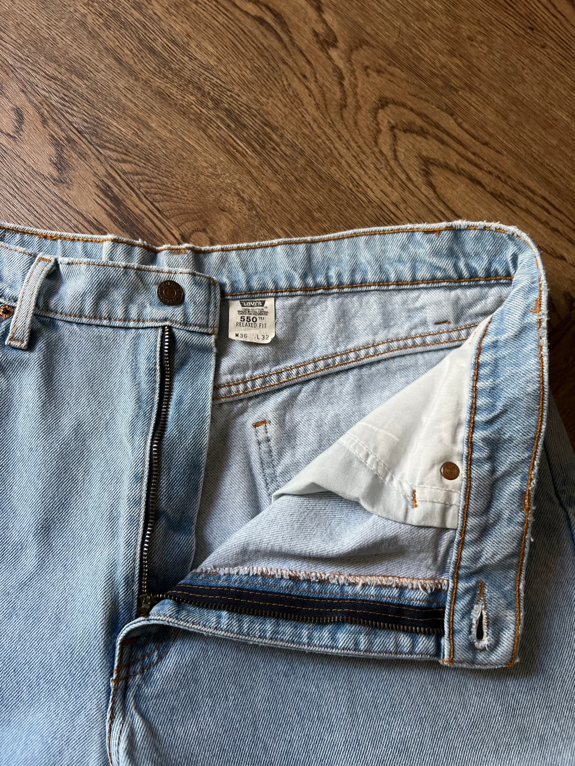 [36]90's 리바이스 USA 550 오렌지탭 라이트블루 데님 팬츠 상품이미지3