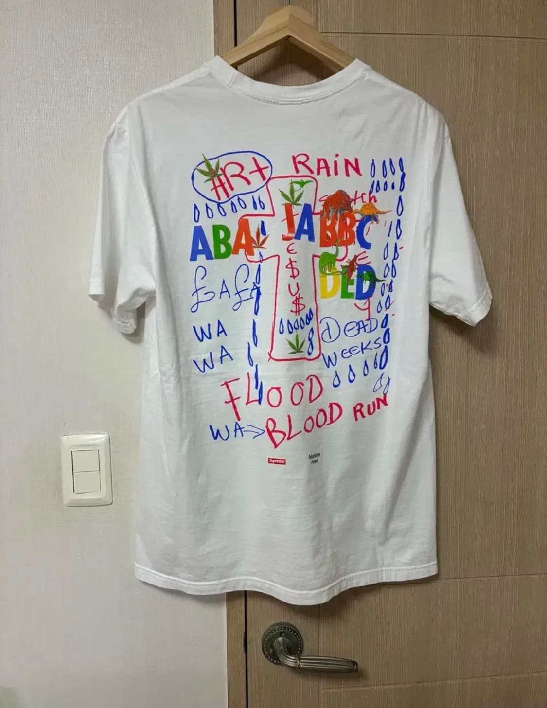 [L]슈프림x마틴로즈 리 스크래치 페리 티셔츠 화이트 상품이미지3