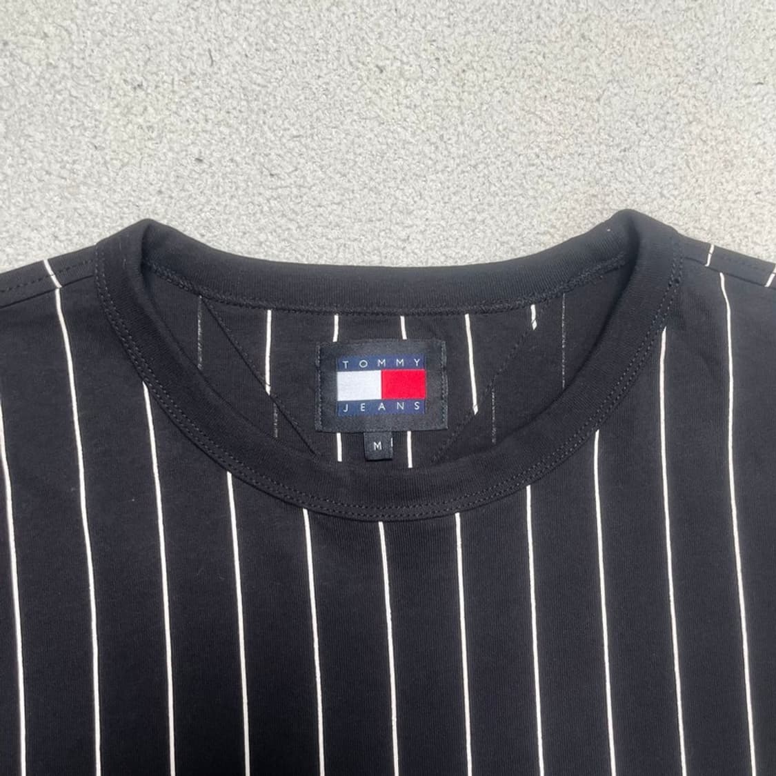 TOMMY HILFIGER 스트라이프 반팔 티 블랙 M 상품이미지5