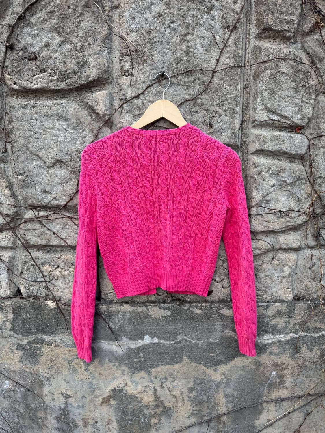 폴로 랄프로렌 빈티지 우먼 꽈배기 니트 가디건 핑크 상품이미지2