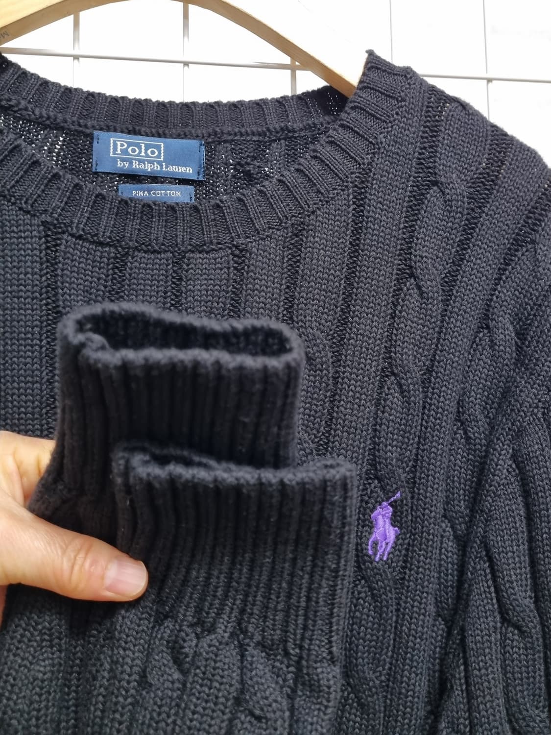 (택포) 폴로 케이블 니트 M(새상품급)블랙 상품이미지3