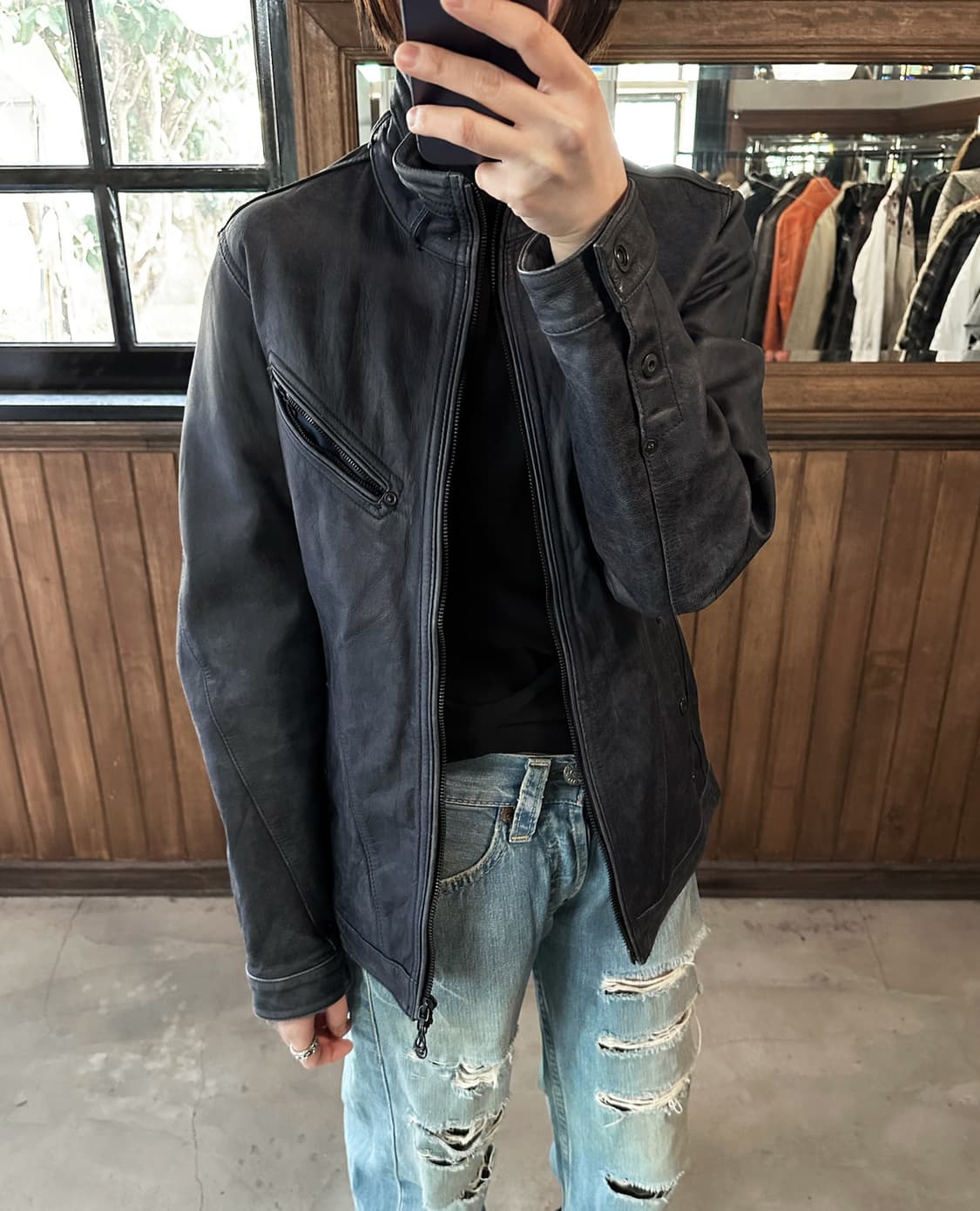 N.C.F.M zip-up leather jacket 상품이미지1