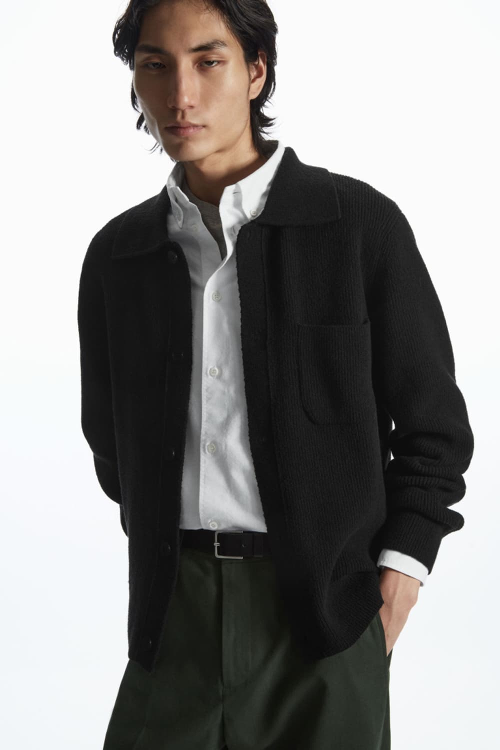 COS 코스 코튼 블렌드 텍스쳐 니트 가디건 XL 이동휘 착용 상품이미지4