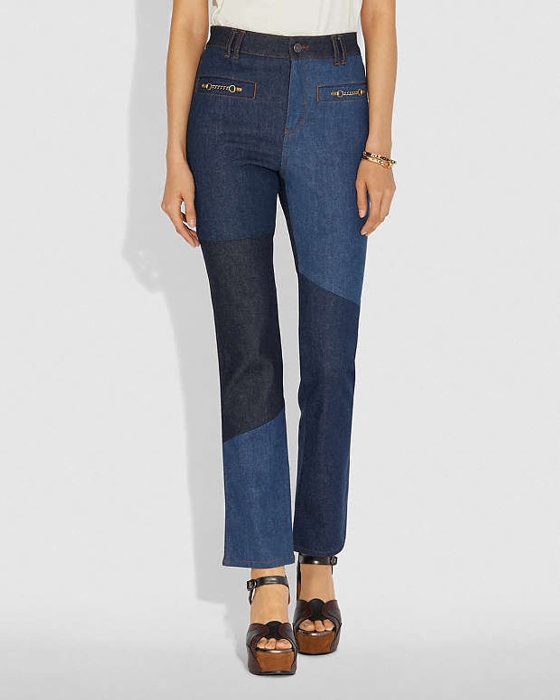 코치 패치워크 데님 팬츠 0사이즈 상품이미지1