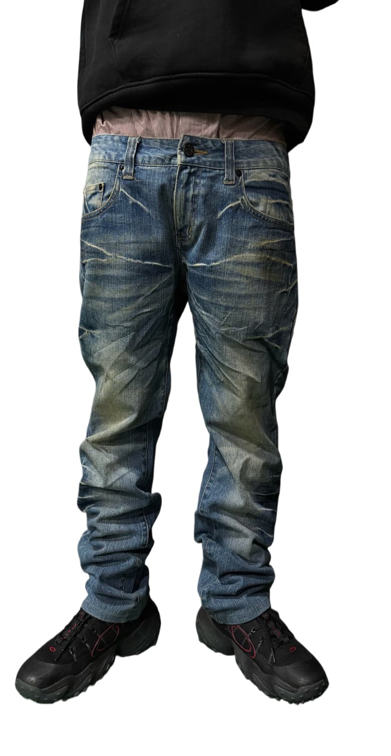 Made in heaven 메이드인헤븐 펑크 데님 y2k워싱 팬츠 상품이미지2