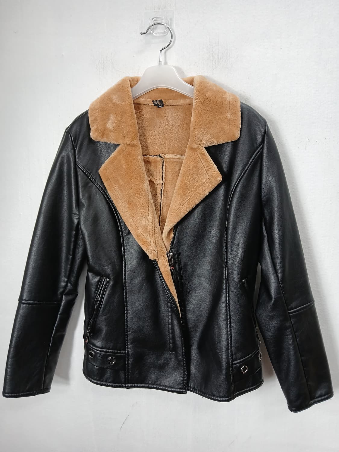 블랙 에코가죽 무스탕 자켓 55 S 새제품 상품이미지4