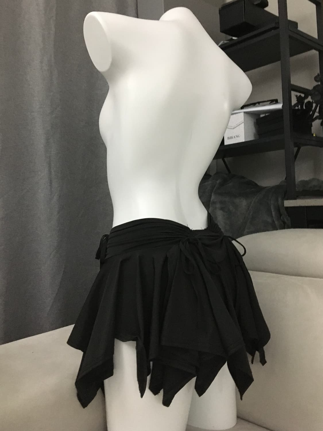 ༒ black shirring irregular skirt 상품이미지4
