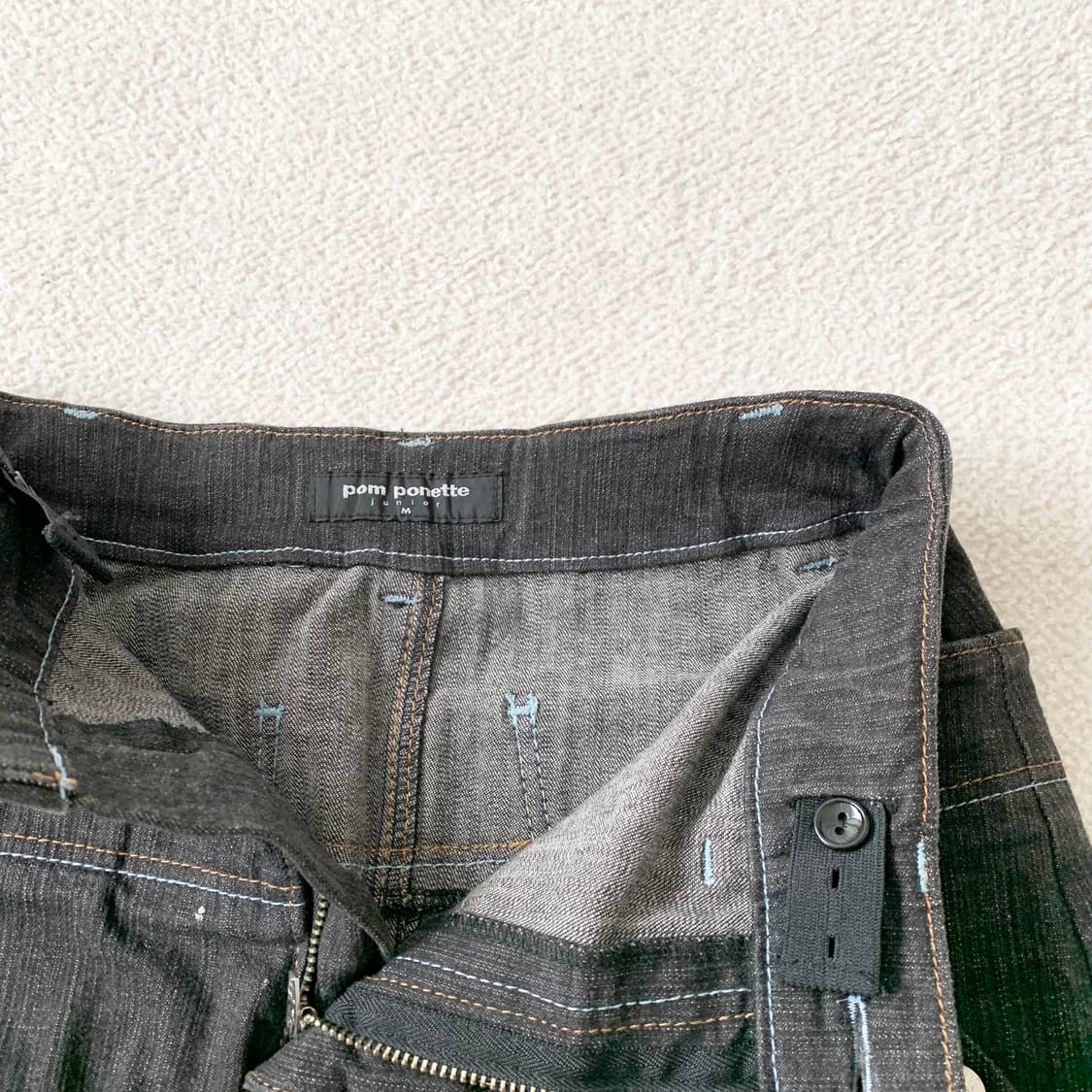 폼포넷 ♥ 흑청 데님자수 미니스커트 상품이미지2