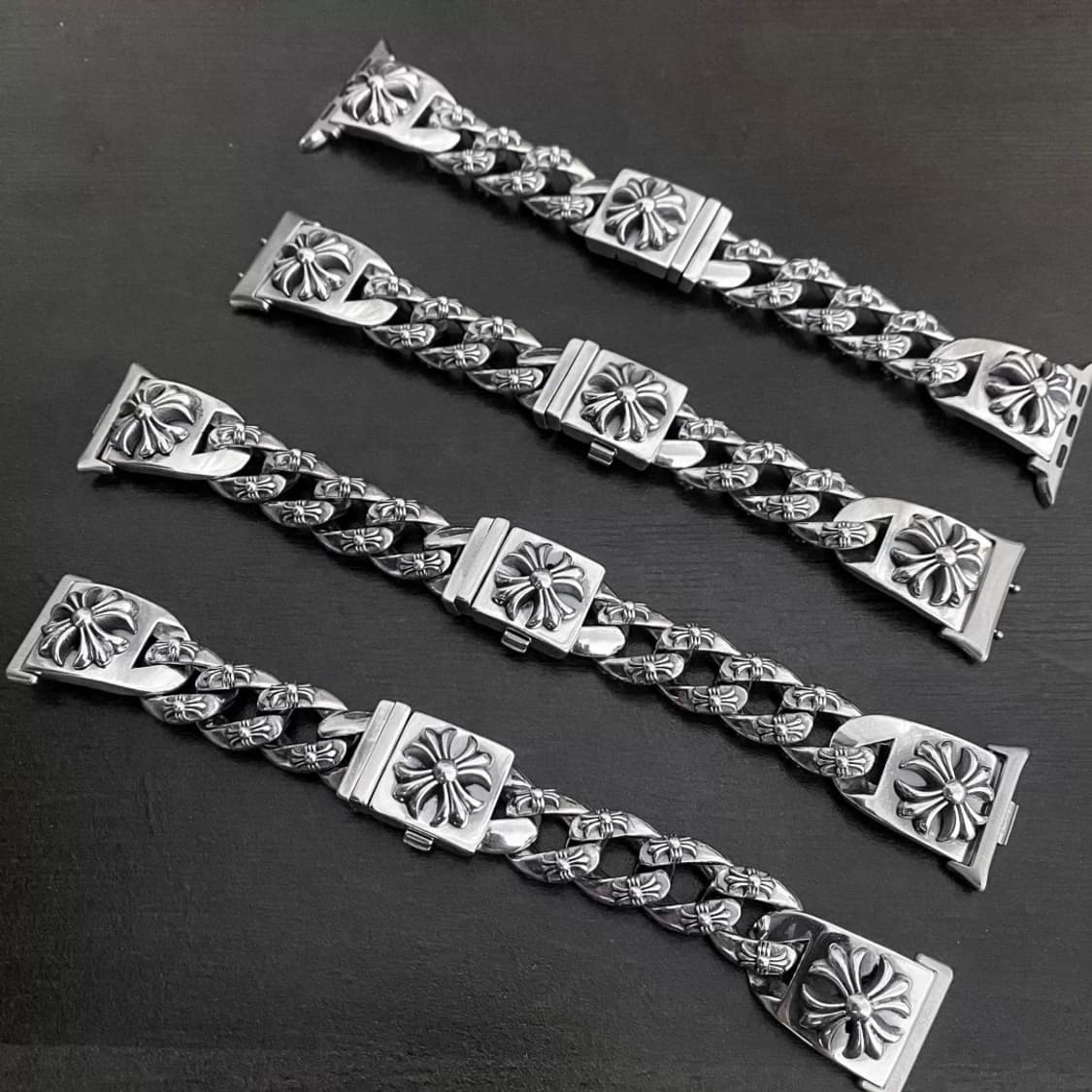 Oceaonra 실버 크로스 플라워 애플워치 스틸 스트랩 상품이미지3