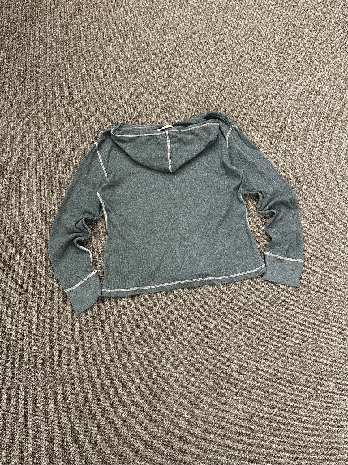 XL)Japanese vintage 여성 스냅 버튼 그레이 후디 상품이미지8