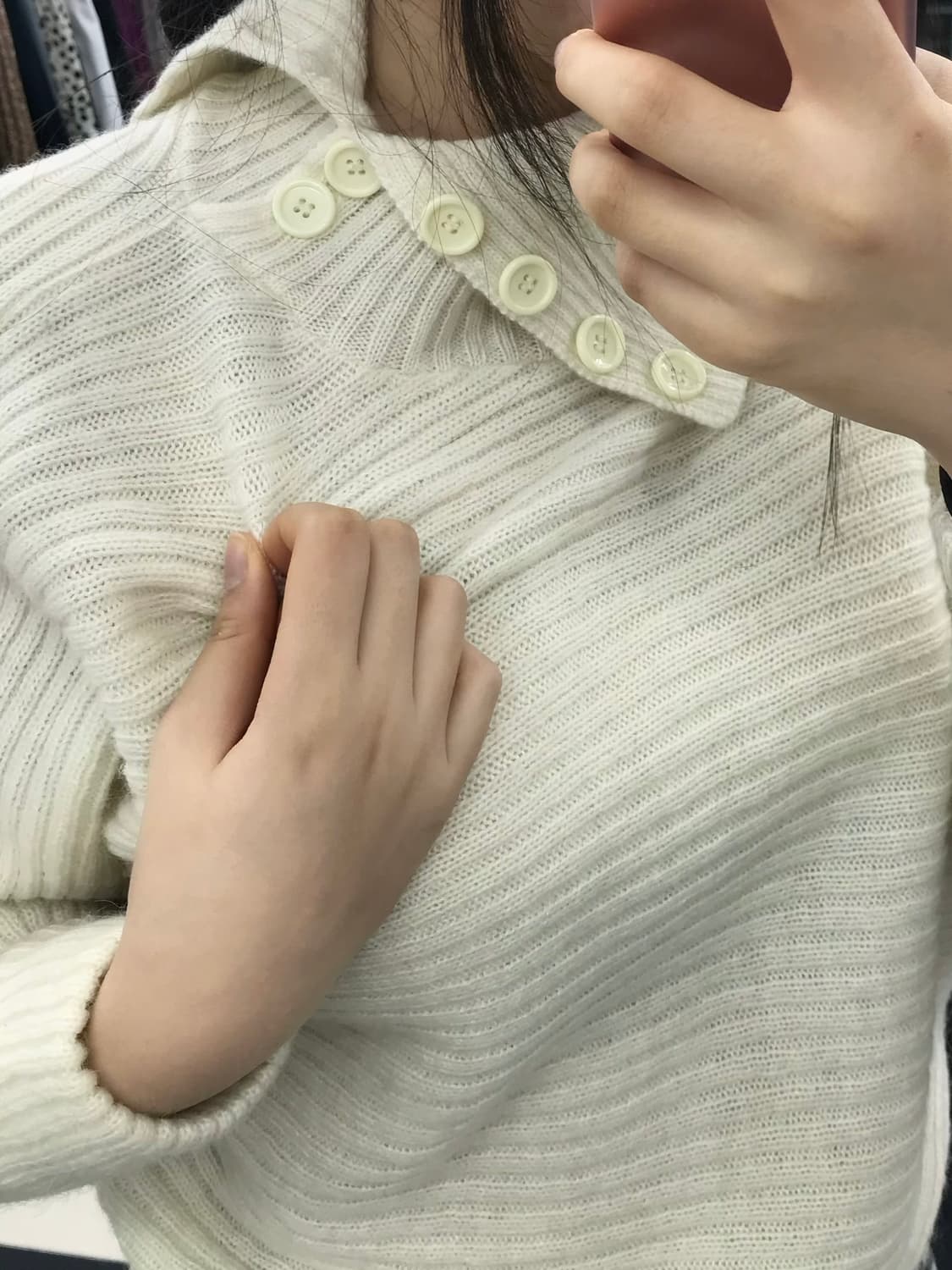 크림 모리걸 코디세트 🍐 니트 + 투 스커트 레이어드룩 상품이미지4