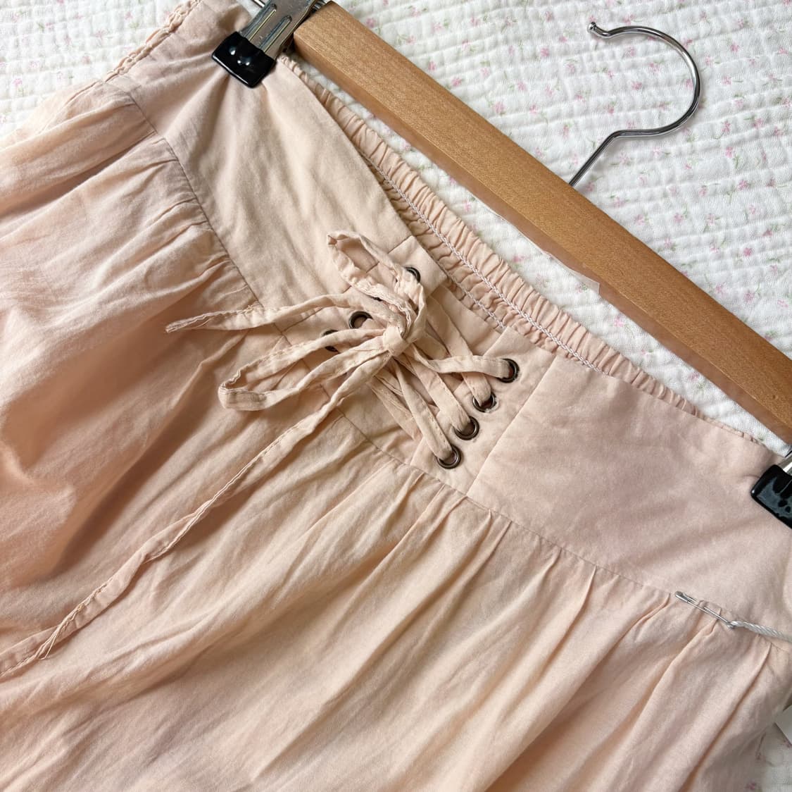 JPN/ 레이스 캉캉 롱 스커트 피치롱스커트 살구색롱스커트 자수스커트 상품이미지5