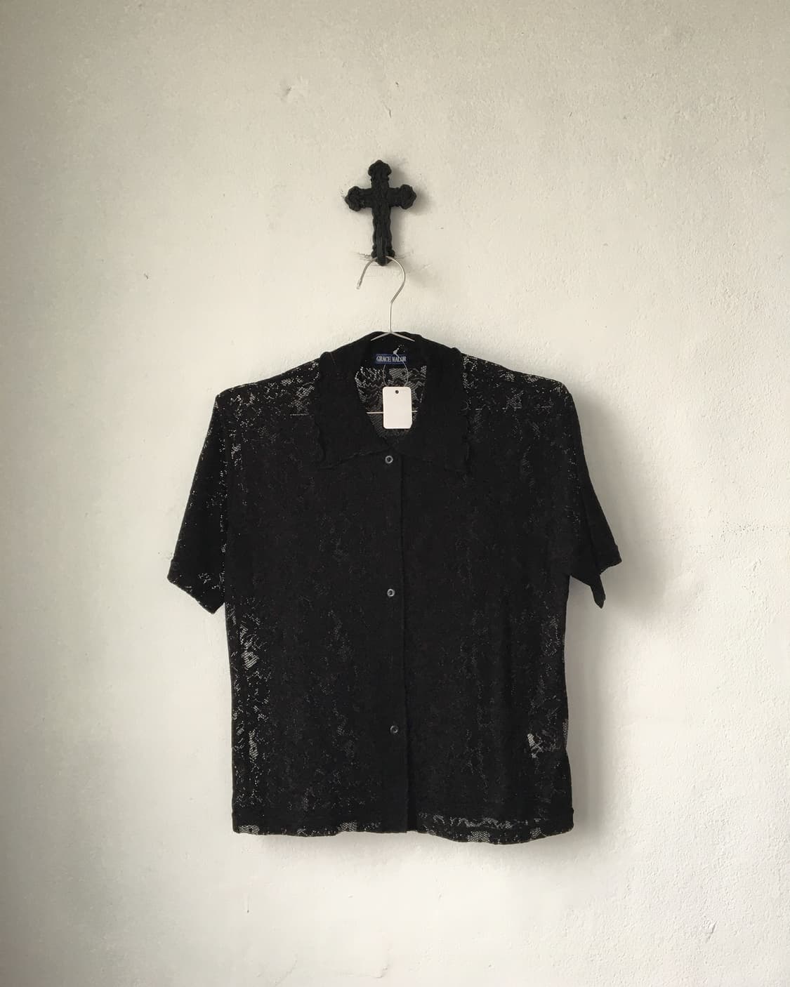 Lace pattern see through shirt 상품이미지2