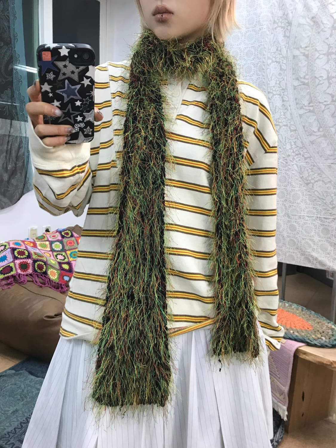 빈티지 멀티컬러 포인트 니트 머플러 목도리  상품이미지1