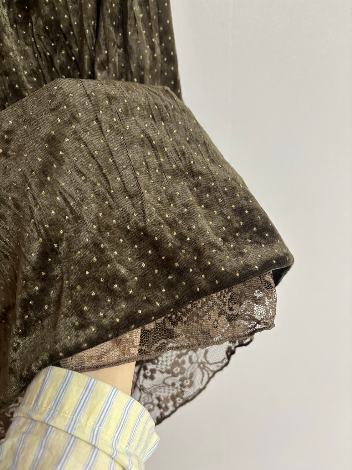 빈티지) 벨벳 도트 레이스 미디 스커트 상품이미지2