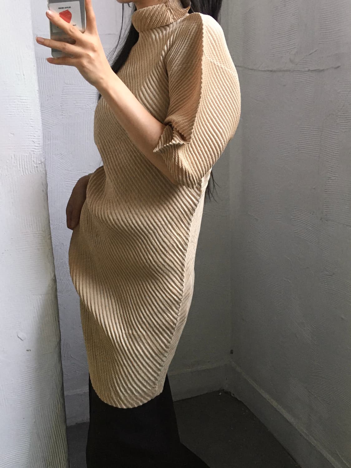 Issey Miyake 이세이미야케 플리츠플리즈 골드 모크넥 롱 원피스  상품이미지3