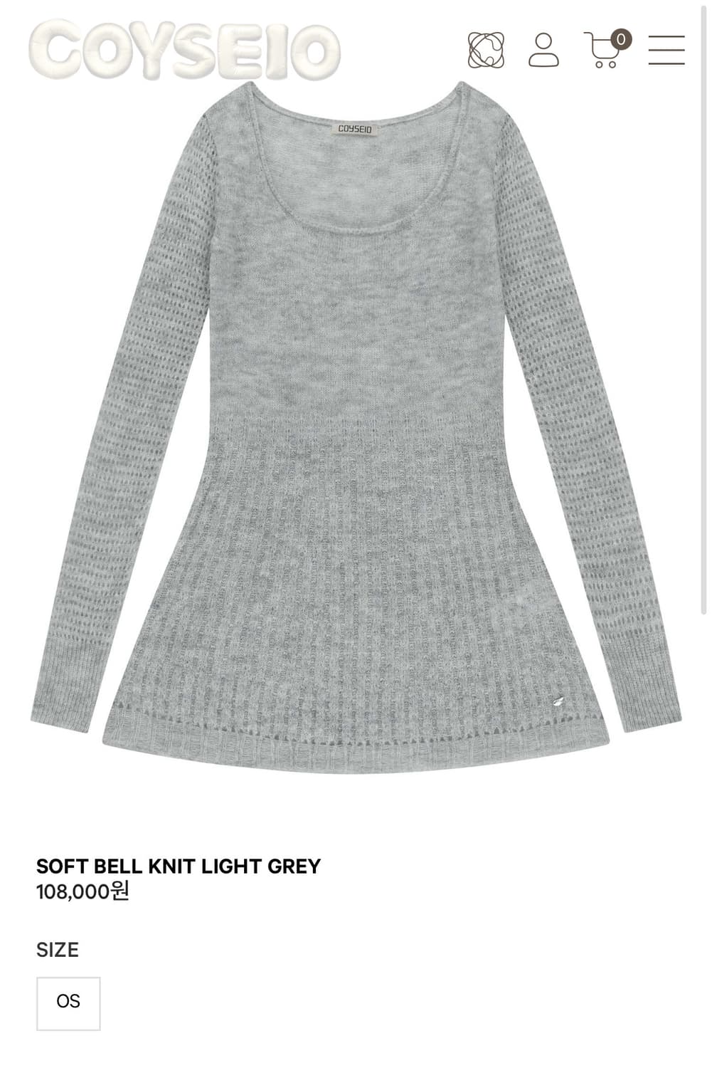 코이세이오 Coyseio SOFT BELL KNIT 니트 그레이 상품이미지2