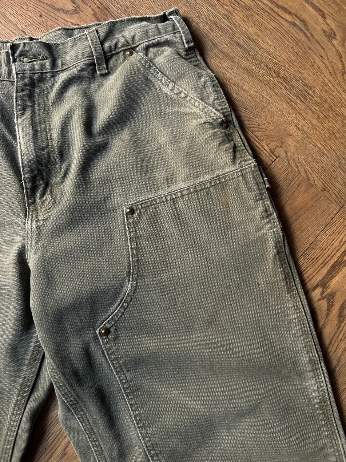 [34]칼하트 USA 빈티지 워싱 모스그린 더블니 워크 팬츠 상품이미지5