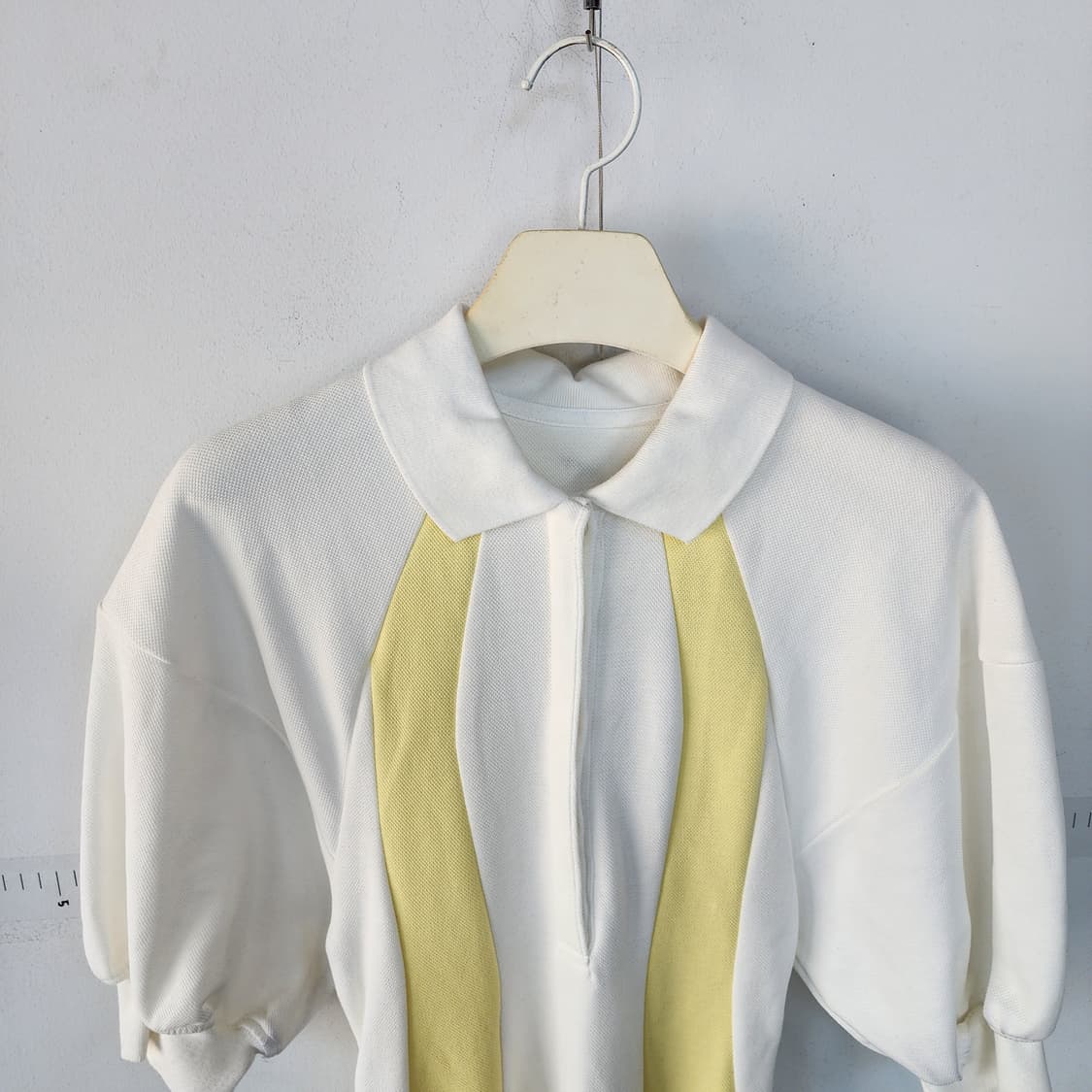 수입 명품 화이트 옐로우 배색 카라 롱 원피스 상품이미지2