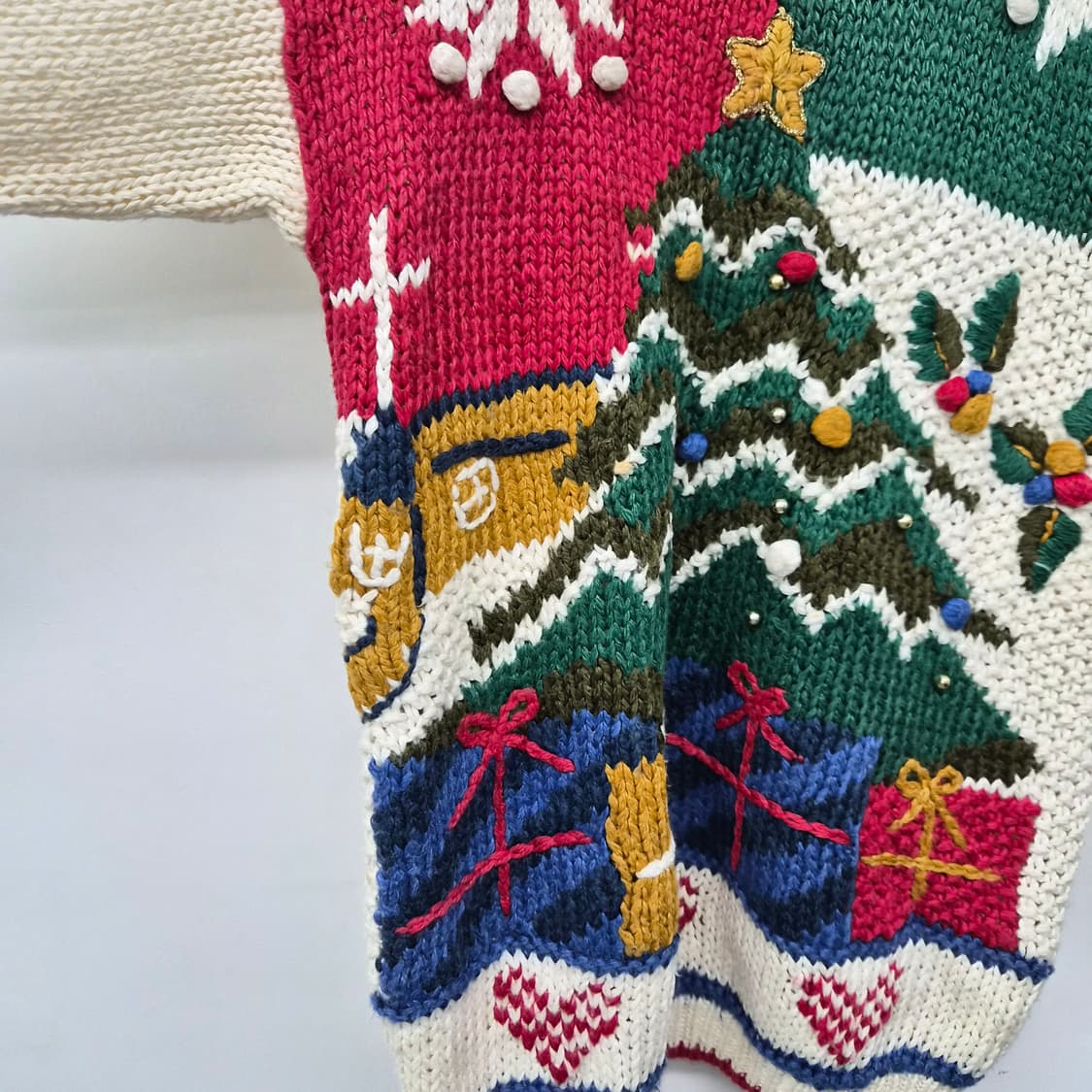 핸드메이드 크리스마스 트리 니트 스웨터 여성 M 상품이미지2