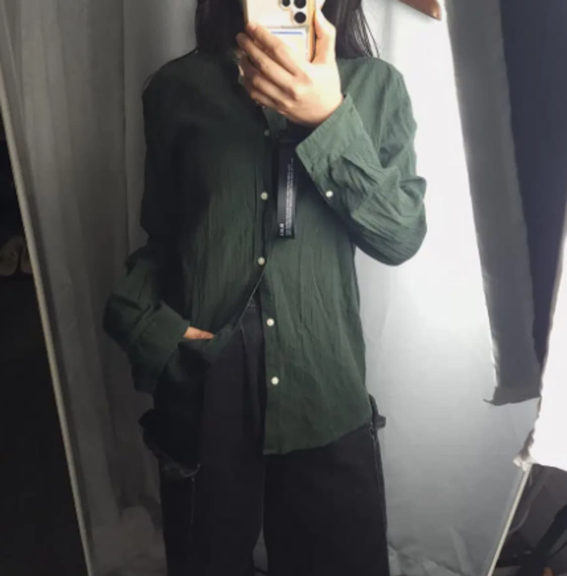 자라 / 헨리넥 긴팔 셔츠/ 여L 추천 상품이미지1