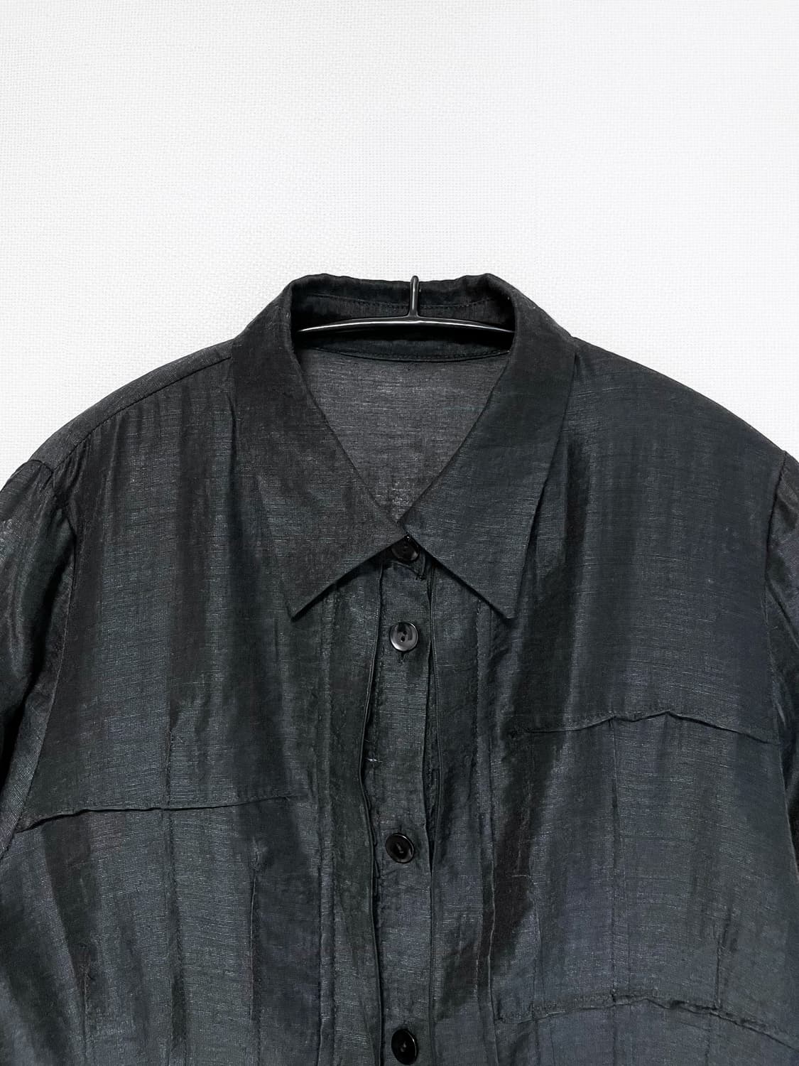 Glossy Sheer Shirt - Black 상품이미지6