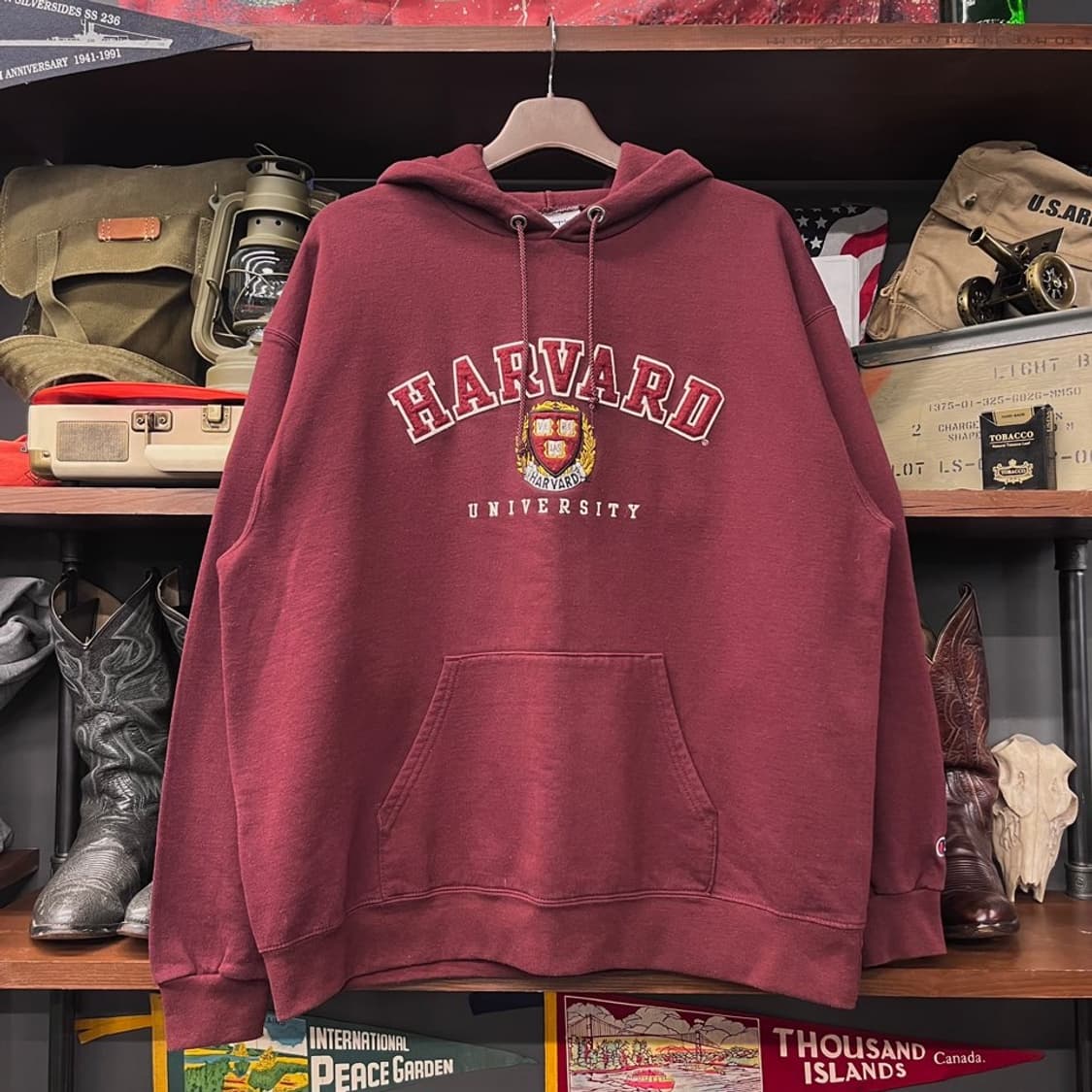 챔피온 하버드 유니버시티 후드 후디 아이비 리그 버건디 N465 상품이미지1