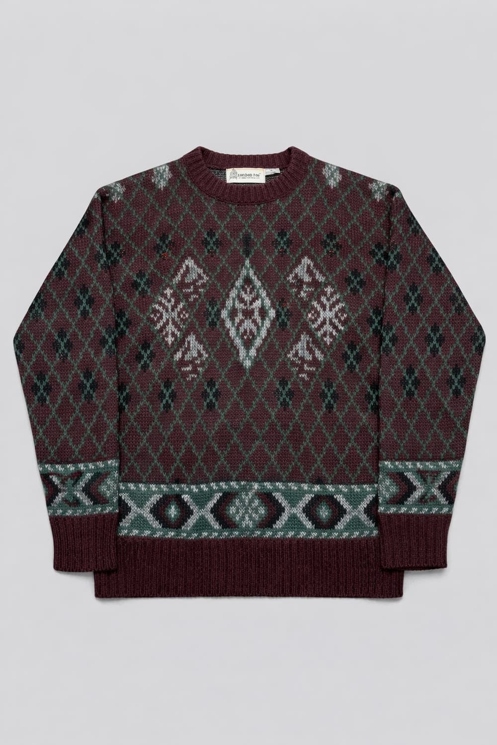 80~90s USA 빈티지 London Fog 자카드 보르도 니트 M 상품이미지1