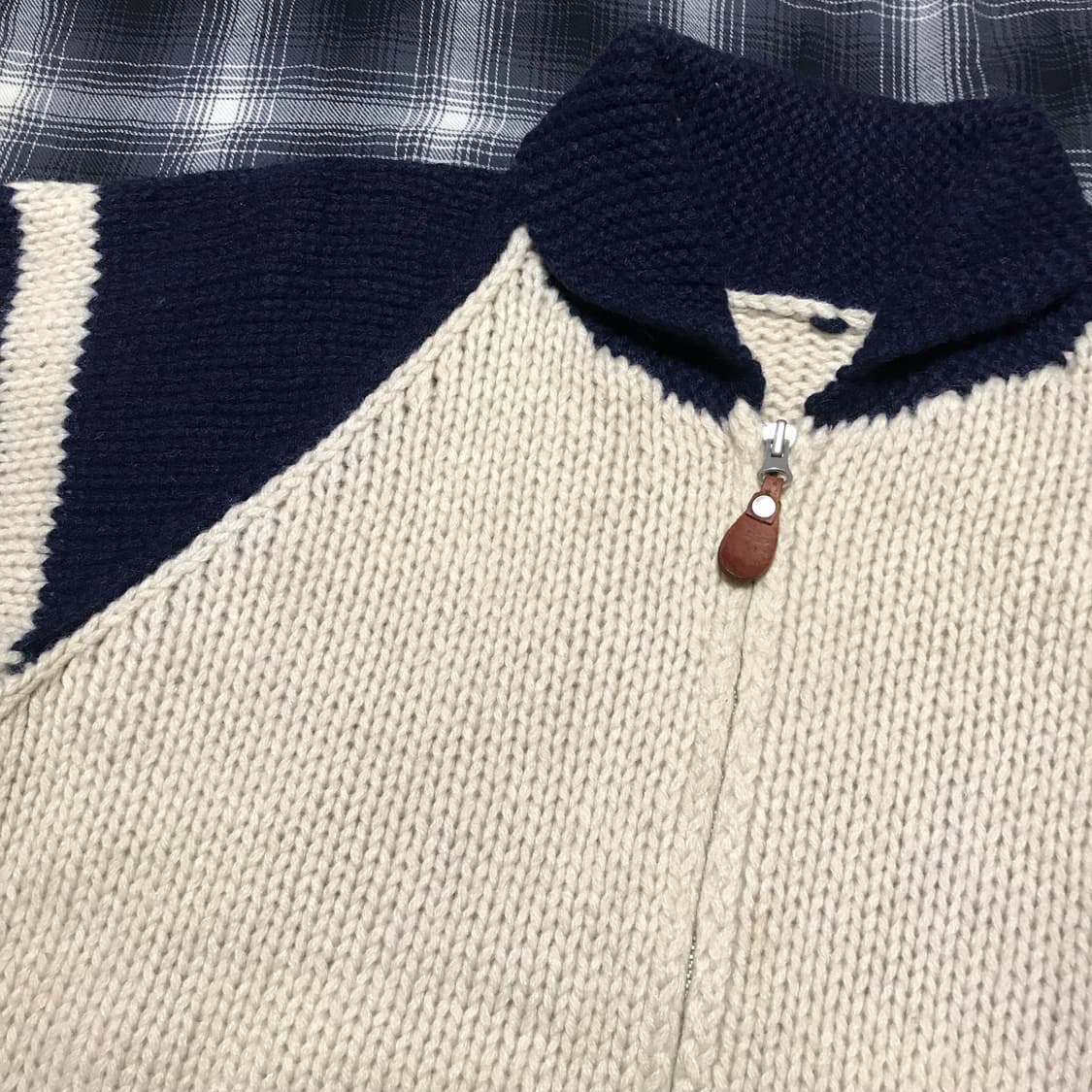 재팬 90s 네이비 오프화이트 헤비 울 코위찬 상품이미지3