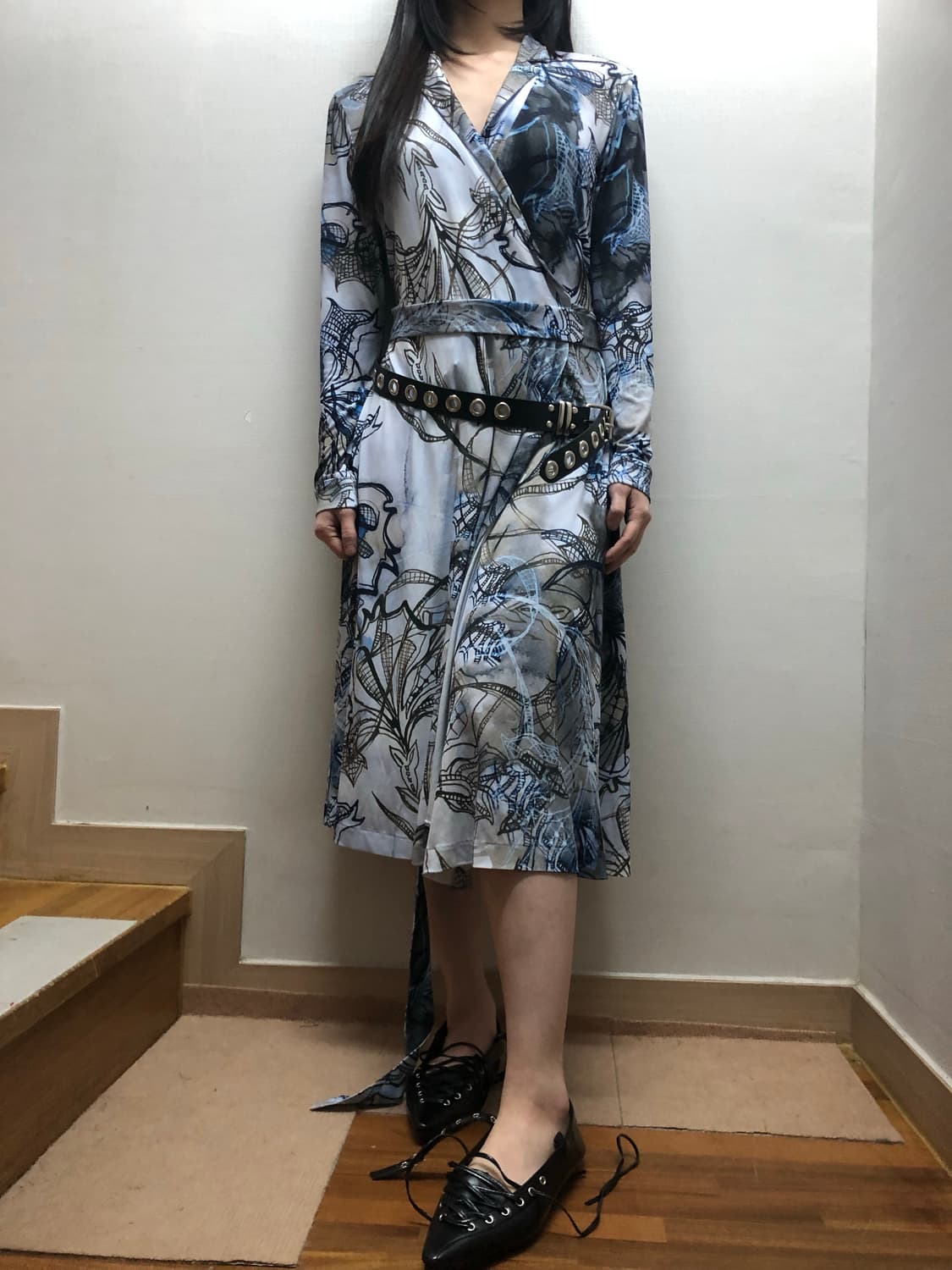 빈티지 라이트블루 오리엔탈 원피스 상품이미지6