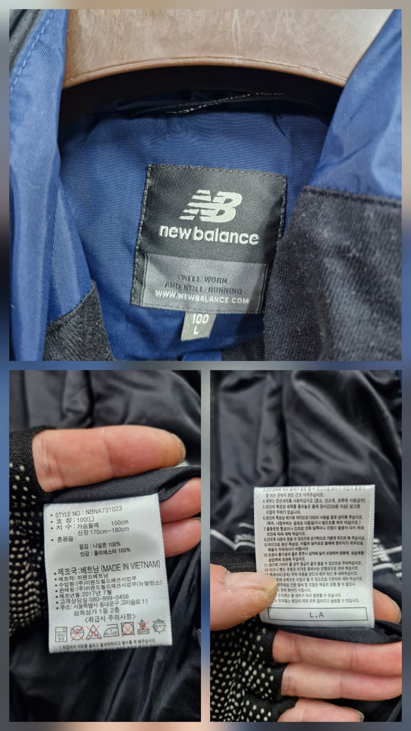 100L 뉴발란스 클래식 후드 바람막이 자켓 네이비 상품이미지10