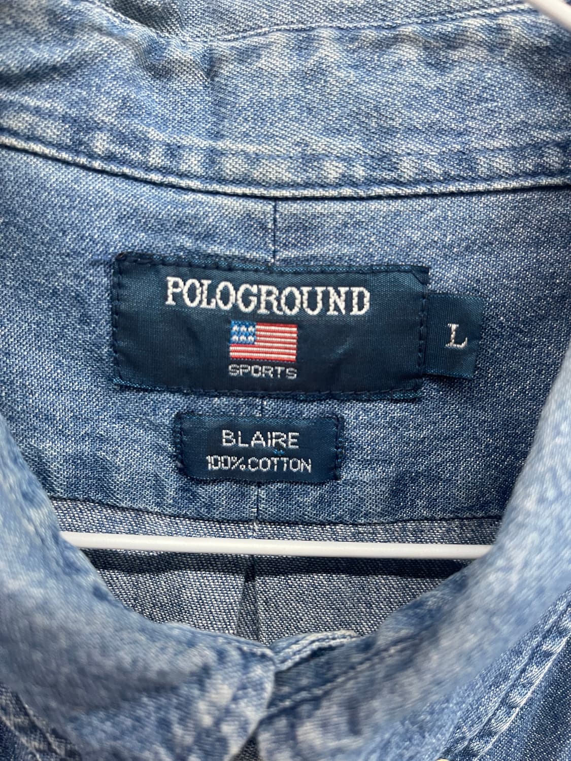 POLOGROUND 데님 반팔 셔츠 L 상품이미지3