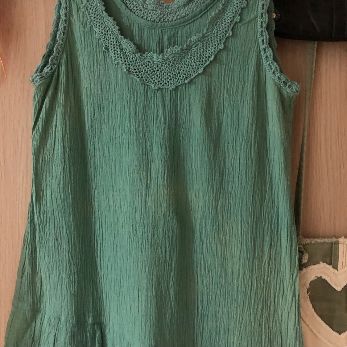 Mintcore Crochet Lace Asymmetrical Dress 상품이미지4