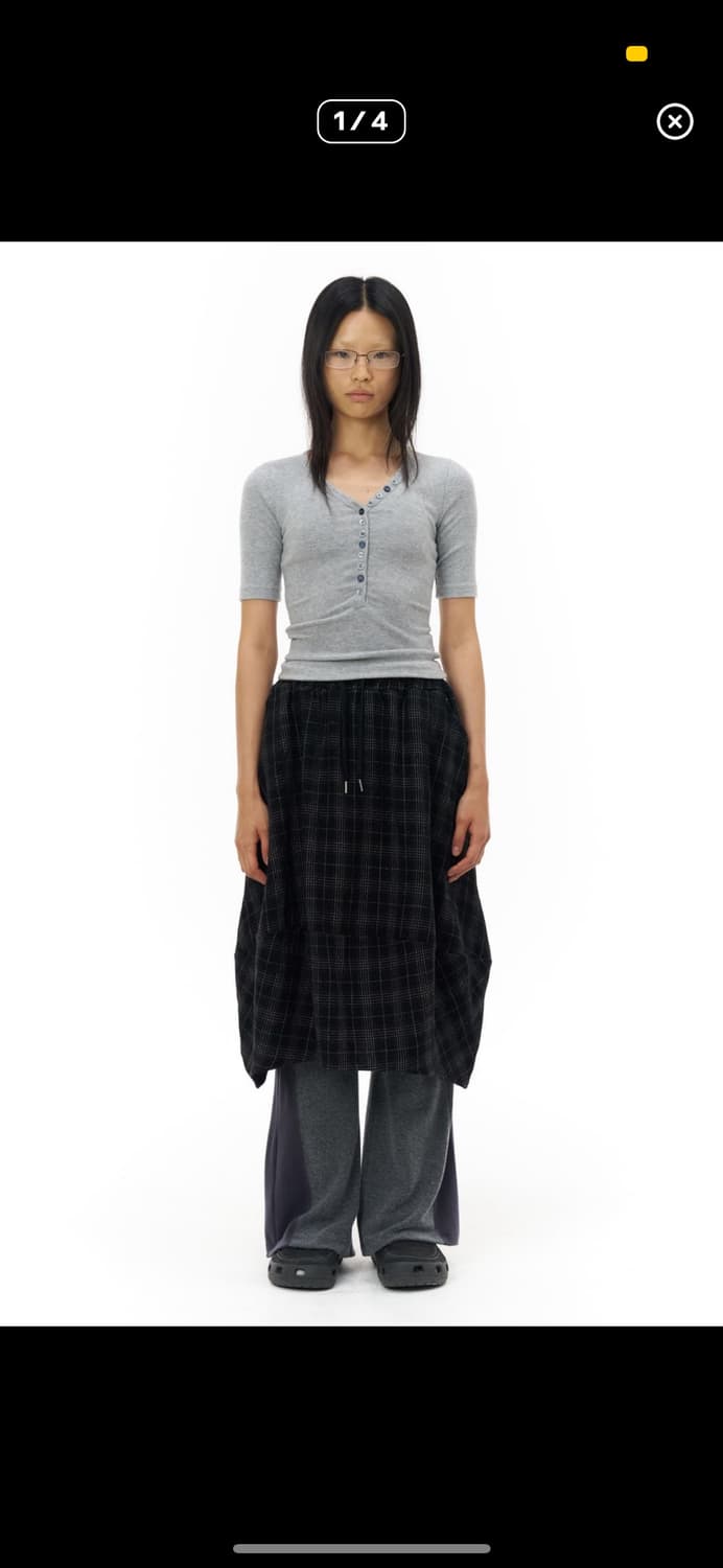 파히섬 체크 벌룬 스커트 상품이미지1