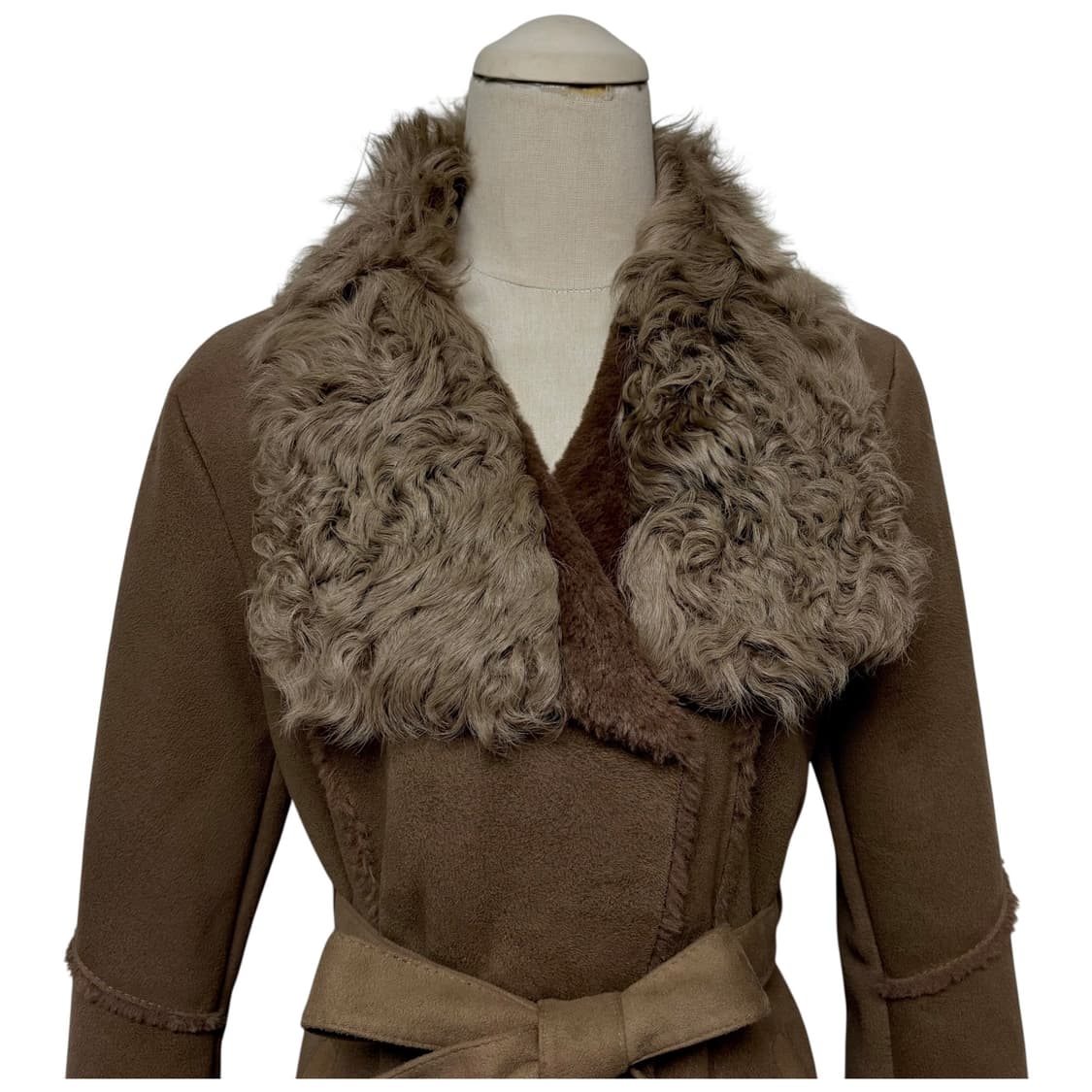 3731 브라운 양털 스웨이드 무스탕 코트 상품이미지2