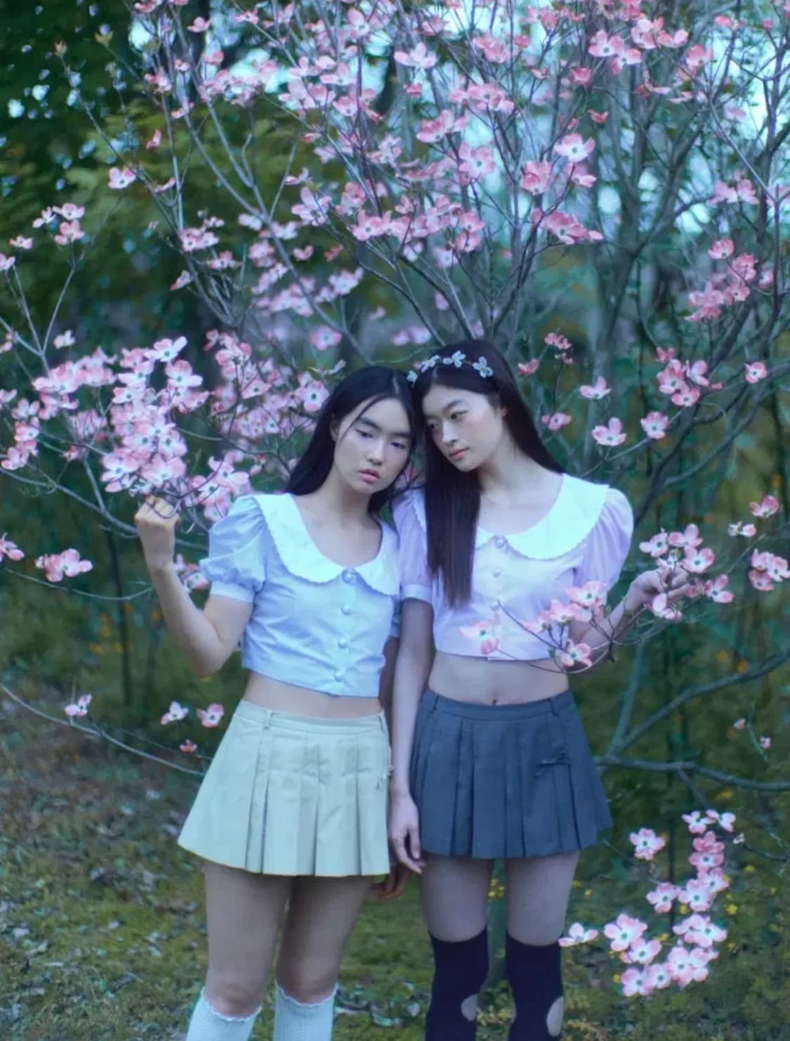 나연착용) 페르트pehrt 레이스플리츠미니스커트 클리시어낫유어드라이로즈 상품이미지6