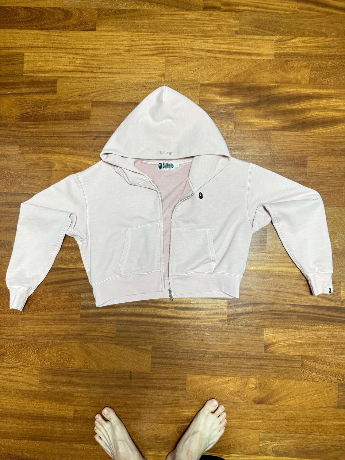 베이프 핑크 크롭 집업후드 M 상품이미지1