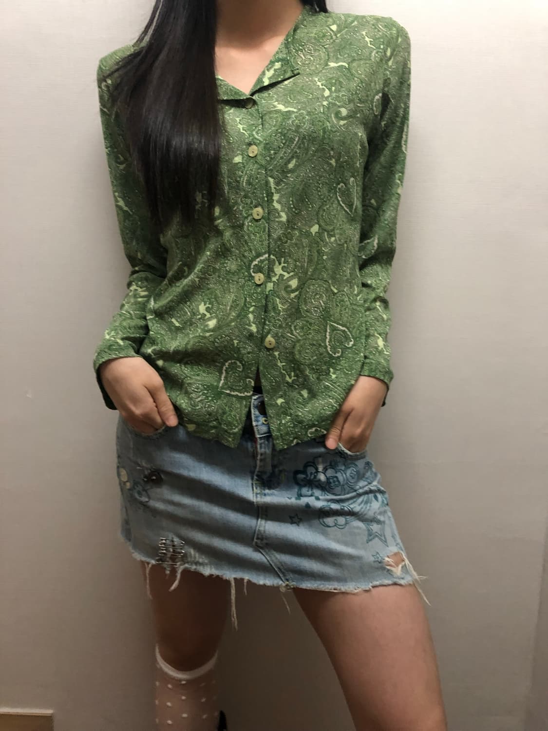 빈티지 그린 페이즐리 탑 상품이미지2