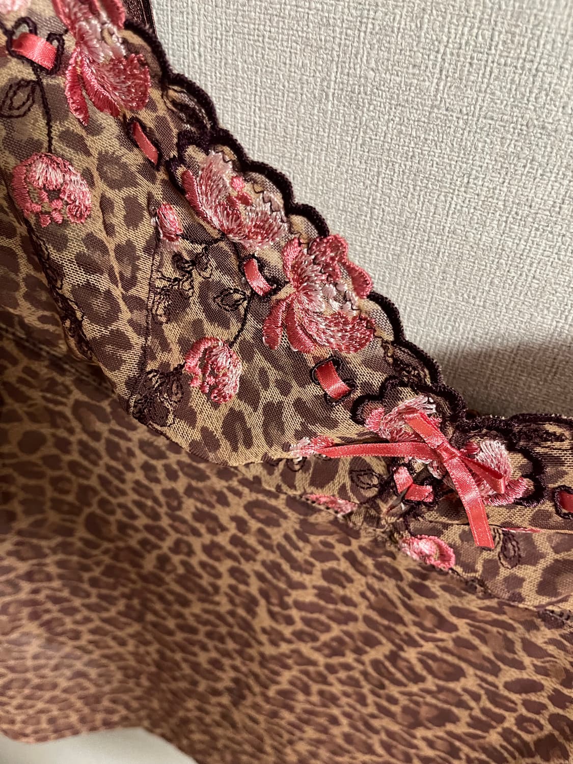 [히메갸루 / 오네갸루 / 갸루] 호피 플라워 슬리브리스 나시 상품이미지3