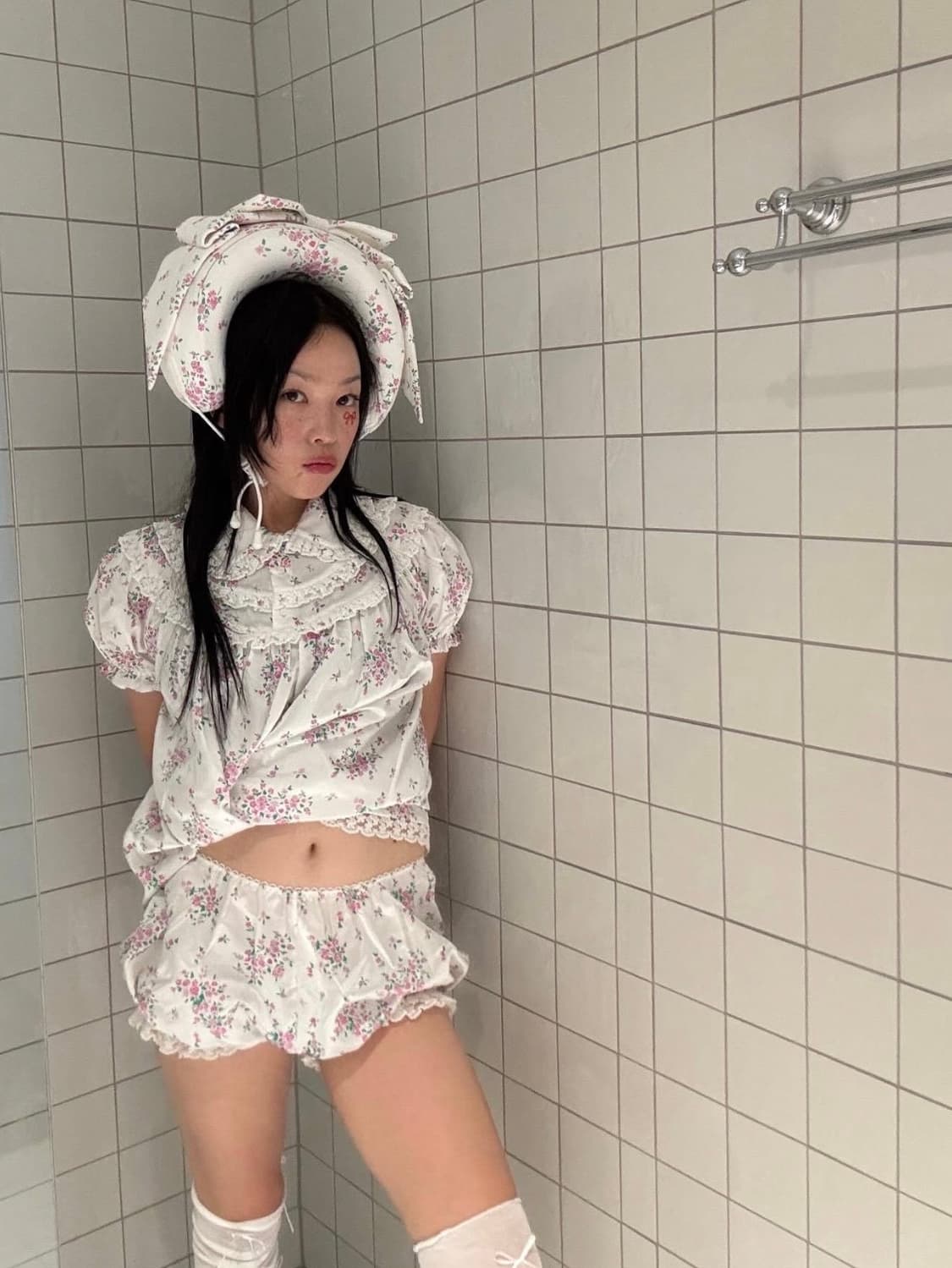 플라워 잠옷 세트 상품이미지1