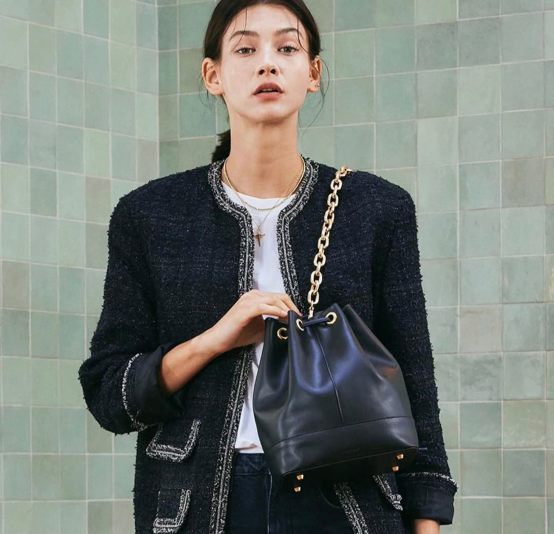 쓰리노크스 블랙 가죽 백팩 버킷백 + 체인 상품이미지3