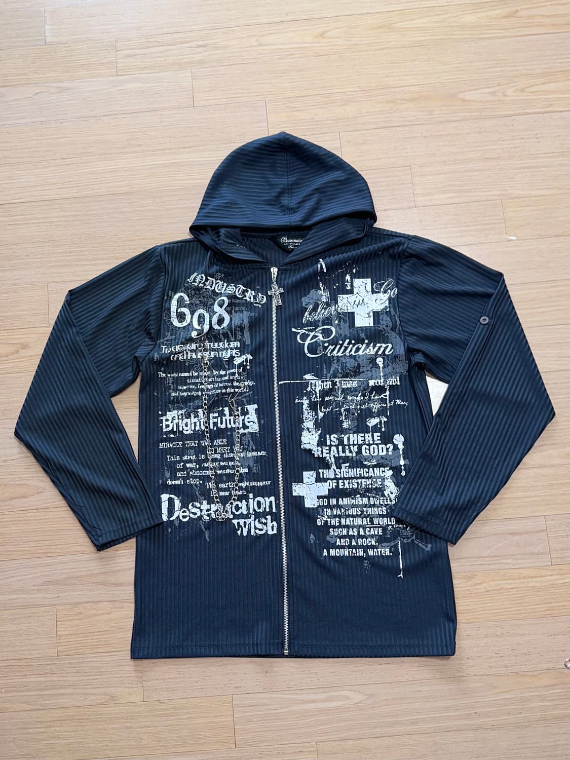 일본빈티지 Y2K 펑크 레터링 후드집업 상품이미지1