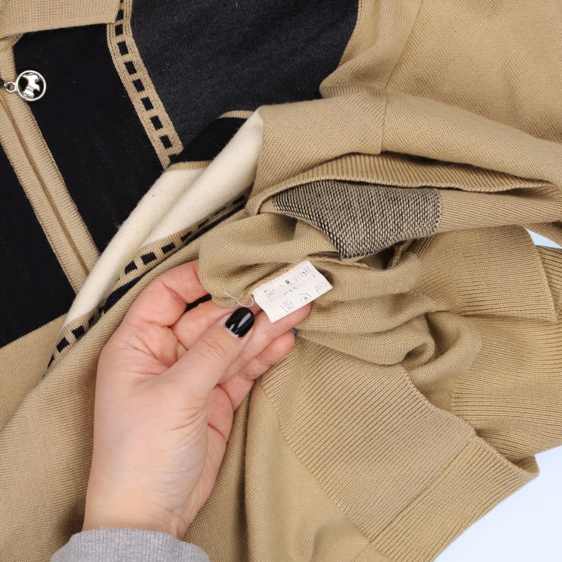 XL 블랙엔화이트 카라 긴팔 니트 티셔츠 0206M 상품이미지4