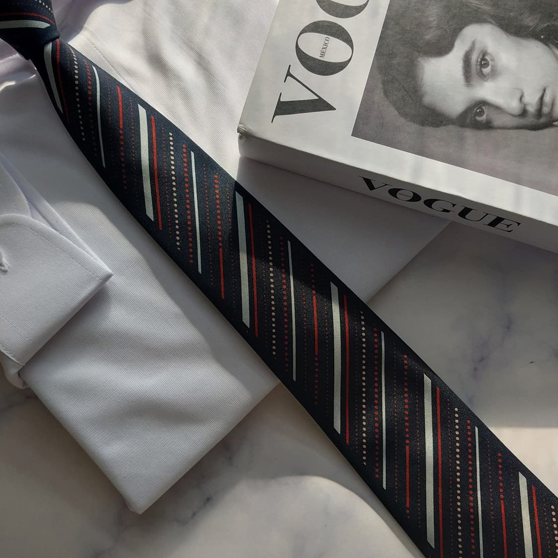 밀라 숀 실크 네이비 스트라이프 넥타이 8.4cm A+~A등급 k1737 상품이미지4