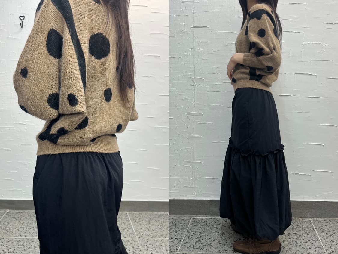 dot brown crop knit 상품이미지3