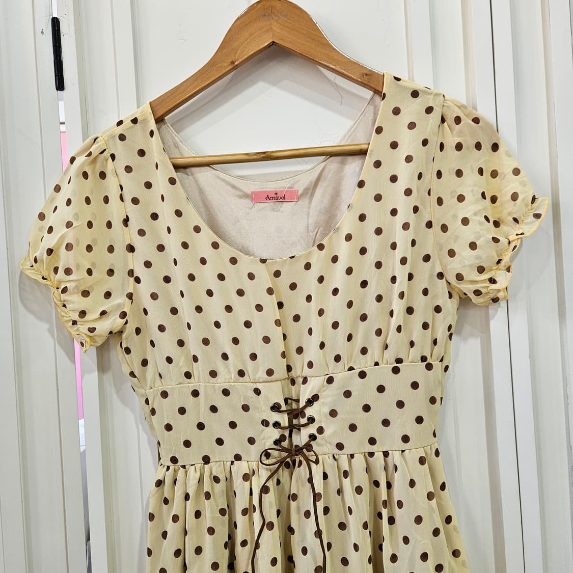 아마벨(Amavel) 초코도트 레이스업 원피스 상품이미지3