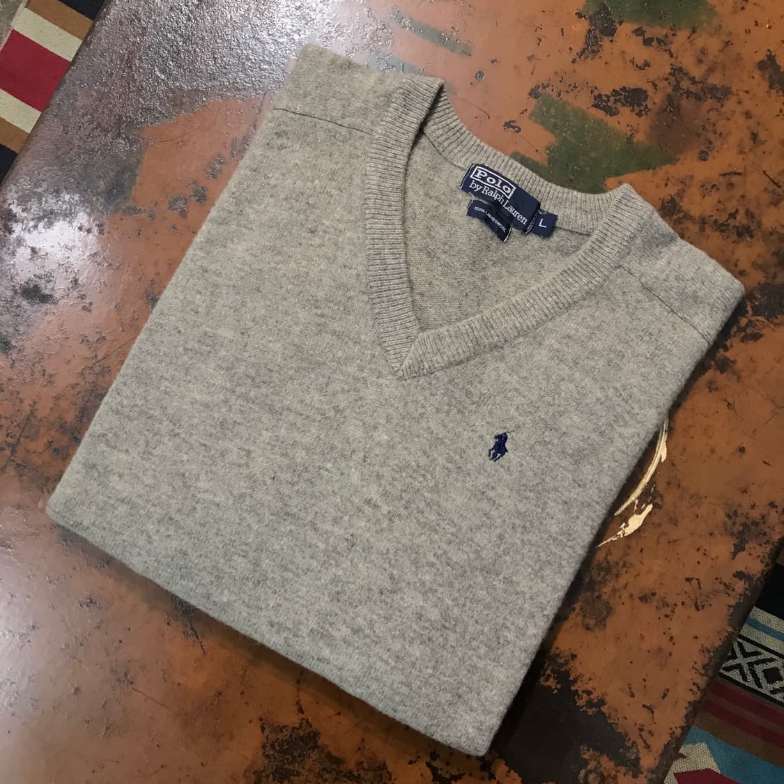 폴로랄프로렌 그레이 브이넥 울 니트 남성 105 110 상품이미지1