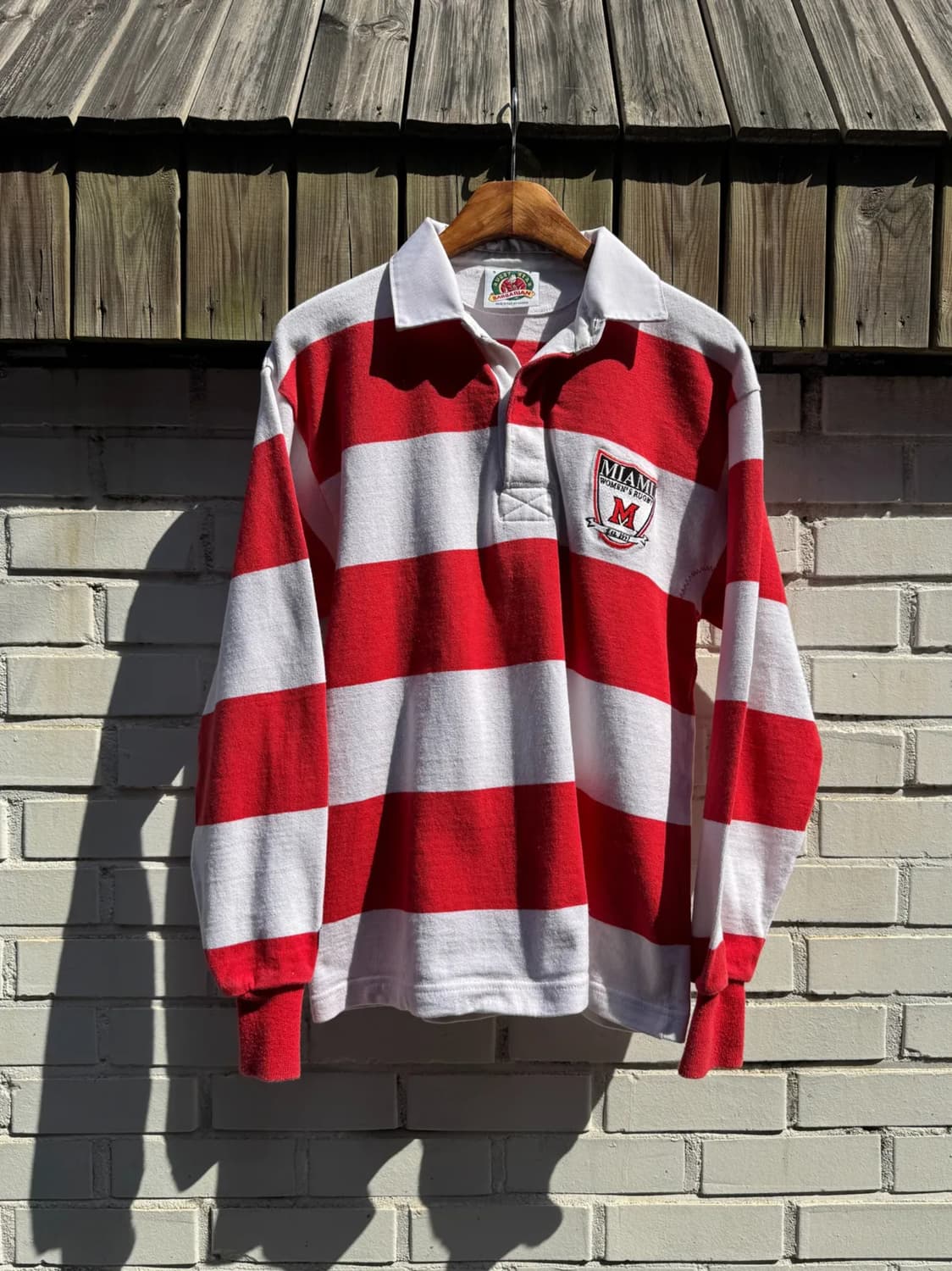 [S]BARBARIAN 바바리안 캐나다제 레드 스트라이프 럭비 티셔츠 상품이미지1