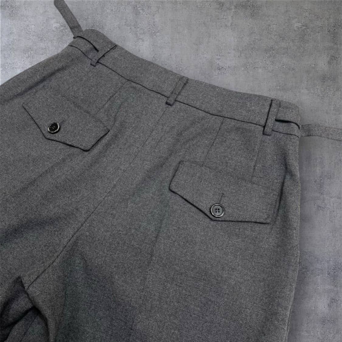 발렌시아 Valencia 딥그레이 투턱 벨티드 울 와이드 슬랙스 66 상품이미지7